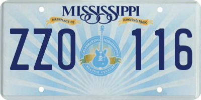 MS license plate ZZO116