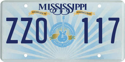 MS license plate ZZO117