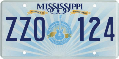 MS license plate ZZO124