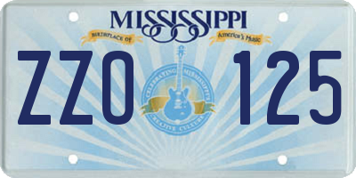 MS license plate ZZO125