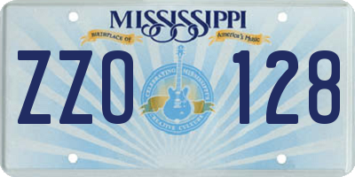 MS license plate ZZO128
