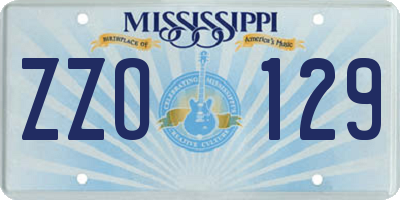 MS license plate ZZO129