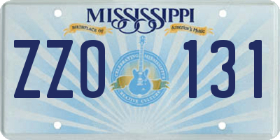 MS license plate ZZO131