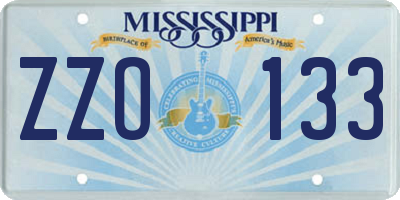 MS license plate ZZO133