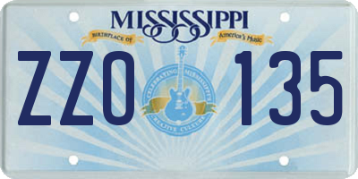 MS license plate ZZO135