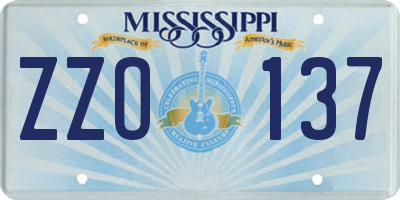 MS license plate ZZO137