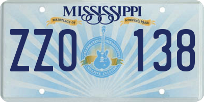 MS license plate ZZO138