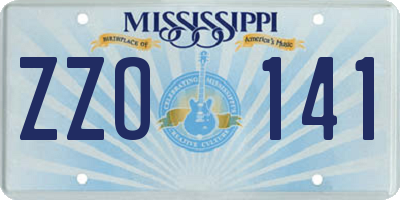 MS license plate ZZO141