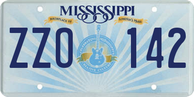 MS license plate ZZO142