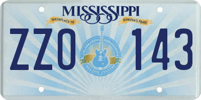 MS license plate ZZO143