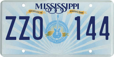 MS license plate ZZO144