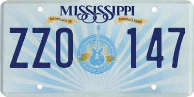 MS license plate ZZO147