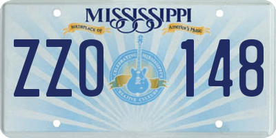 MS license plate ZZO148
