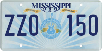 MS license plate ZZO150