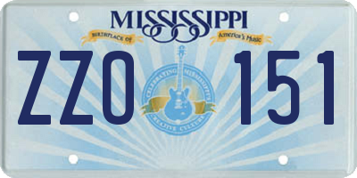 MS license plate ZZO151