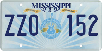 MS license plate ZZO152