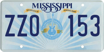 MS license plate ZZO153