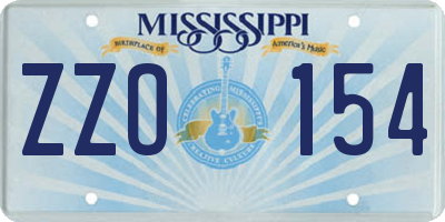 MS license plate ZZO154