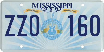 MS license plate ZZO160
