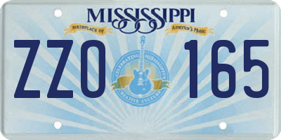 MS license plate ZZO165