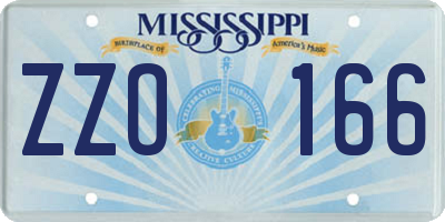 MS license plate ZZO166