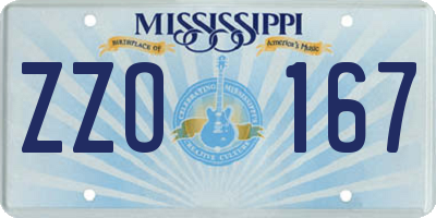 MS license plate ZZO167