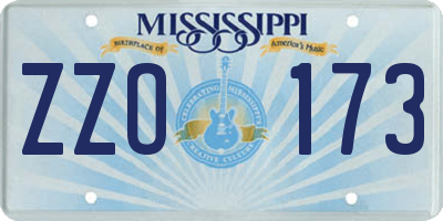 MS license plate ZZO173