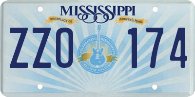 MS license plate ZZO174