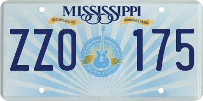 MS license plate ZZO175