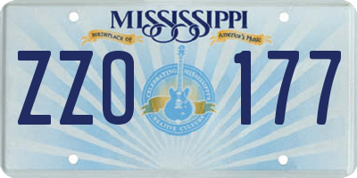 MS license plate ZZO177
