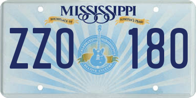 MS license plate ZZO180
