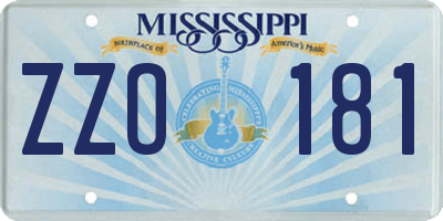 MS license plate ZZO181