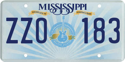 MS license plate ZZO183