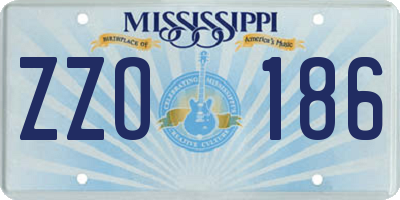 MS license plate ZZO186