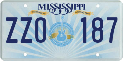 MS license plate ZZO187