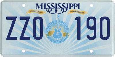 MS license plate ZZO190