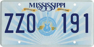 MS license plate ZZO191