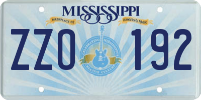 MS license plate ZZO192