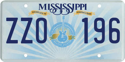 MS license plate ZZO196