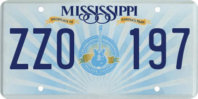 MS license plate ZZO197