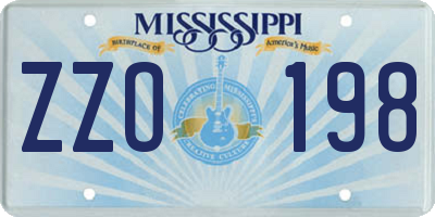 MS license plate ZZO198