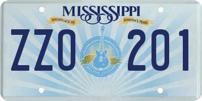 MS license plate ZZO201