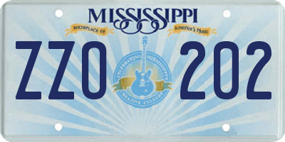 MS license plate ZZO202