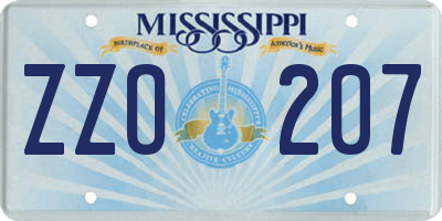 MS license plate ZZO207