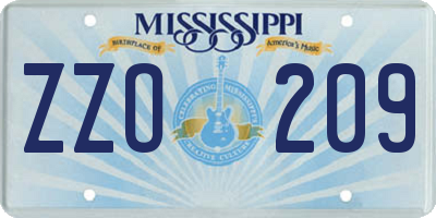 MS license plate ZZO209