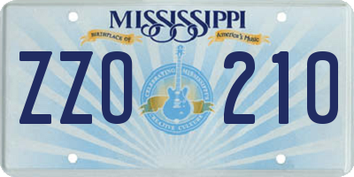 MS license plate ZZO210