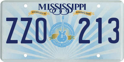 MS license plate ZZO213