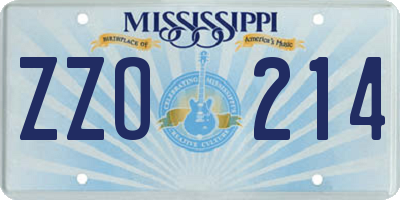 MS license plate ZZO214