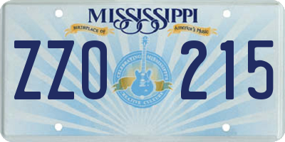 MS license plate ZZO215