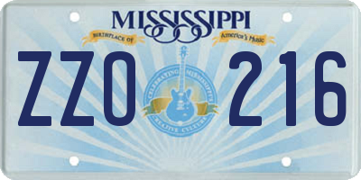 MS license plate ZZO216